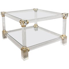 Mid-Century Modern Acrylic and Brass End Table