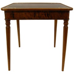 Antique Walnut French Card Table with Leather Top, circa 1830