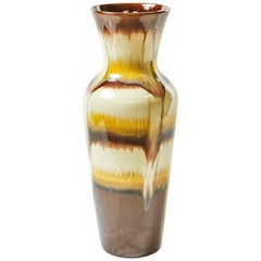 Yellow and Brick Toned Abstract Vase from West Germany Circa 1950