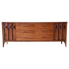 Kent Coffey Perspecta Walnut and Rosewood Twelve-Drawer Mid-Century Credenza