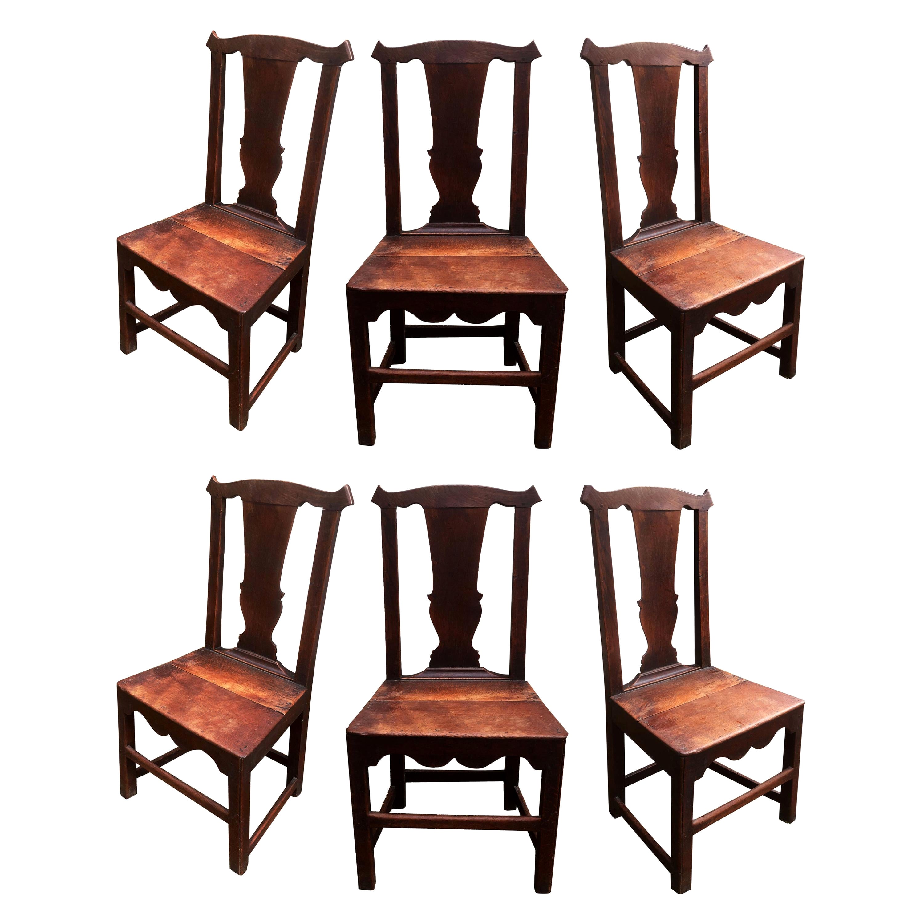 Satz von sechs Chippendale-Stühlen im Landhausstil aus dem späten 18. Jahrhundert