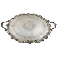 Large Sterling Silver Serving Tray, Thomas Bradbury & Sons 1903, English, London