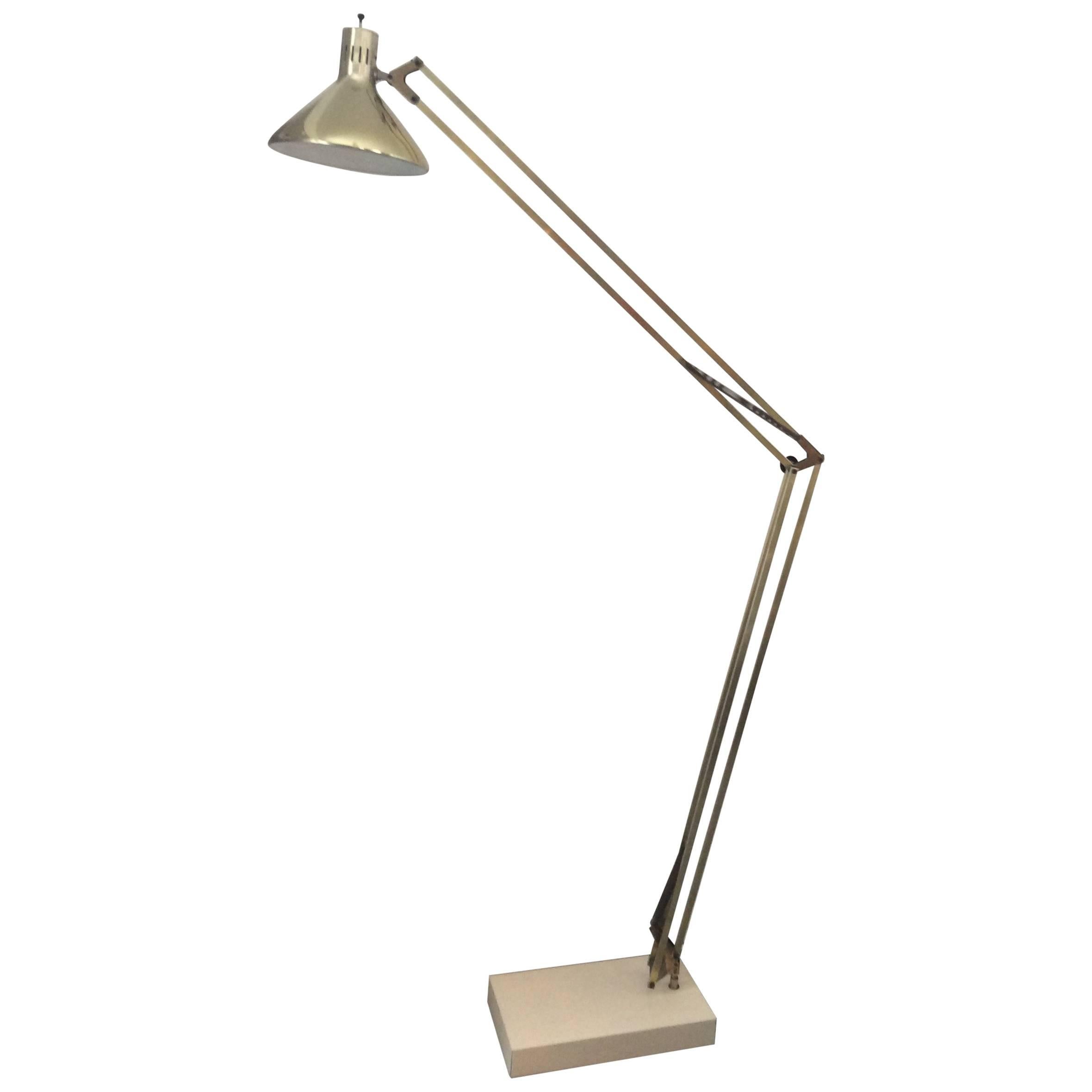 Mid-Century Modern Gaetano Pesce Style Architecture Brass Adjustable Floor Lamp