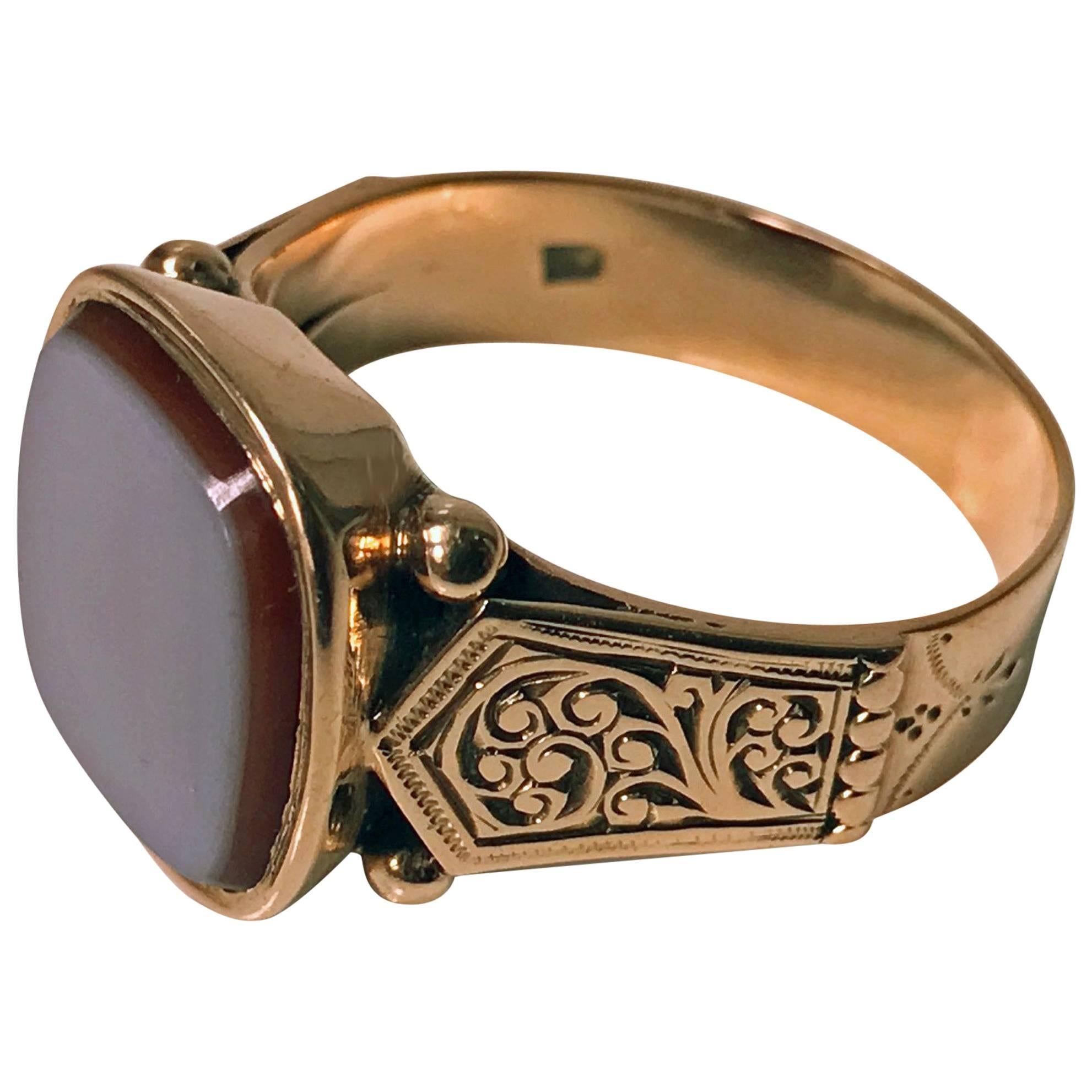 Antique Gold Gentleman's Signet Ring, Austria, circa 1890