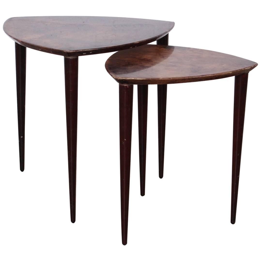 Pair of Goatskin Nesting Tables by Aldo Tura