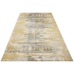 Green Modern Rug, Abstract Design, Handmade Concept in Silk and Wool 8