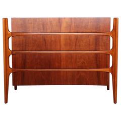 Walnut Curved Front Dresser Designed by William Hinn