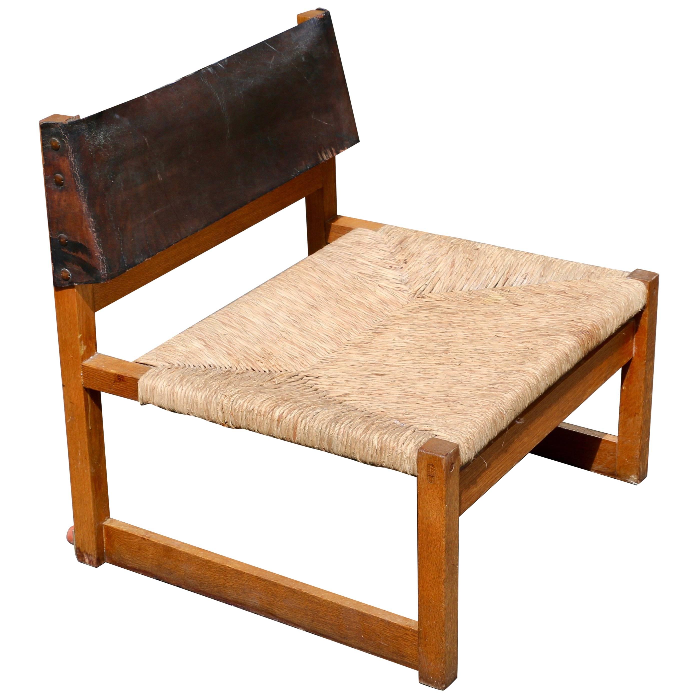 1963 Javier Carvajal Chair with Leather Backrest