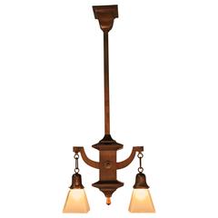 American Double Arm Mission Brass Chandelier