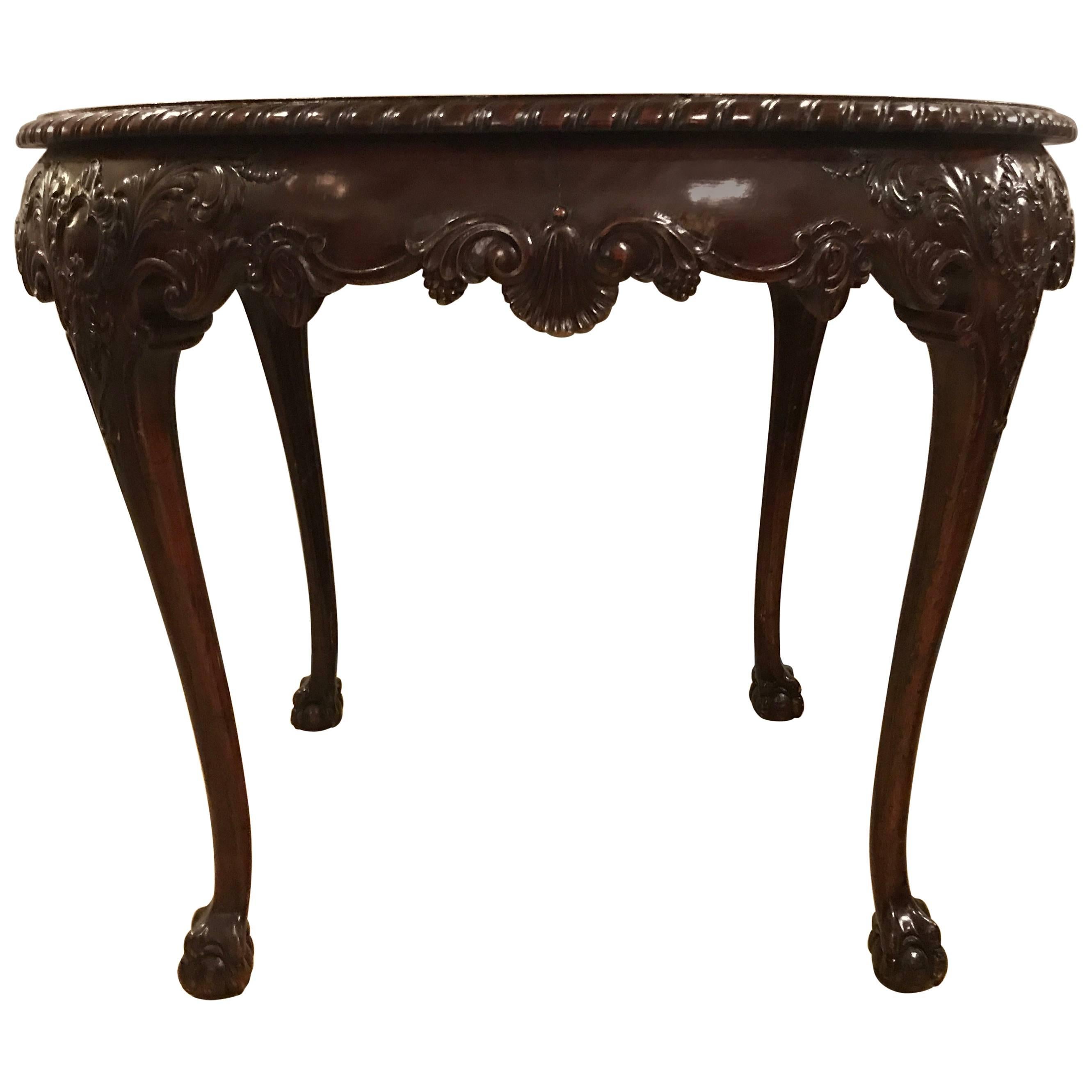Georgian Centre Table, Circular on Ball and Claw Feet with Cabriole Legs
