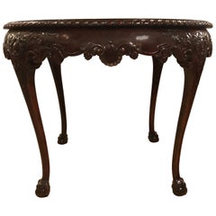 Georgian Centre Table, Circular on Ball and Claw Feet with Cabriole Legs