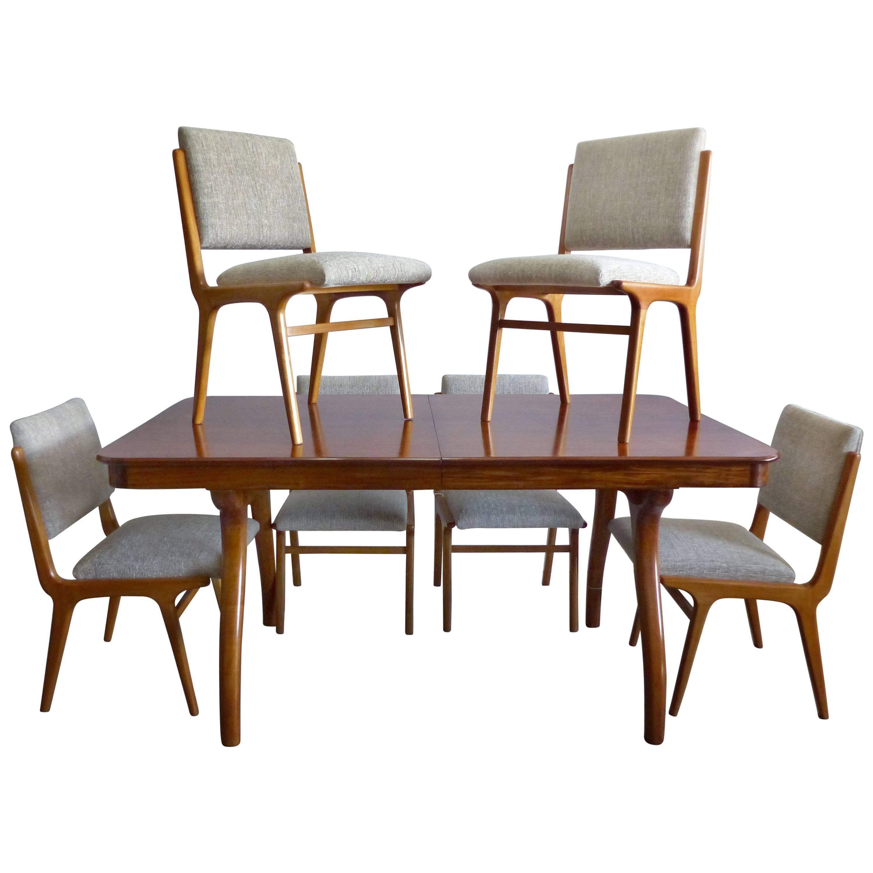 Giuseppe Scapinelli De Rosa Wood Dining Table and Chairs circa 1960