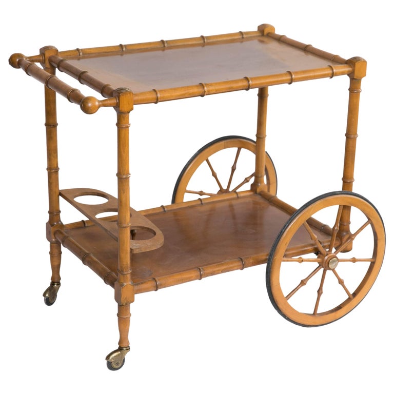 Faux Bamboo Bar Cart at 1stdibs