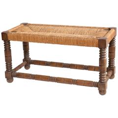 Antique Rush Seat Bench from France