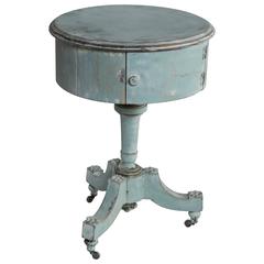 Round Painted Side Table on Casters