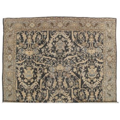 Ancien tapis en laine Sultanabad fait main, bleu gris, ivoire, bleu marine, brun clair, bleu clair