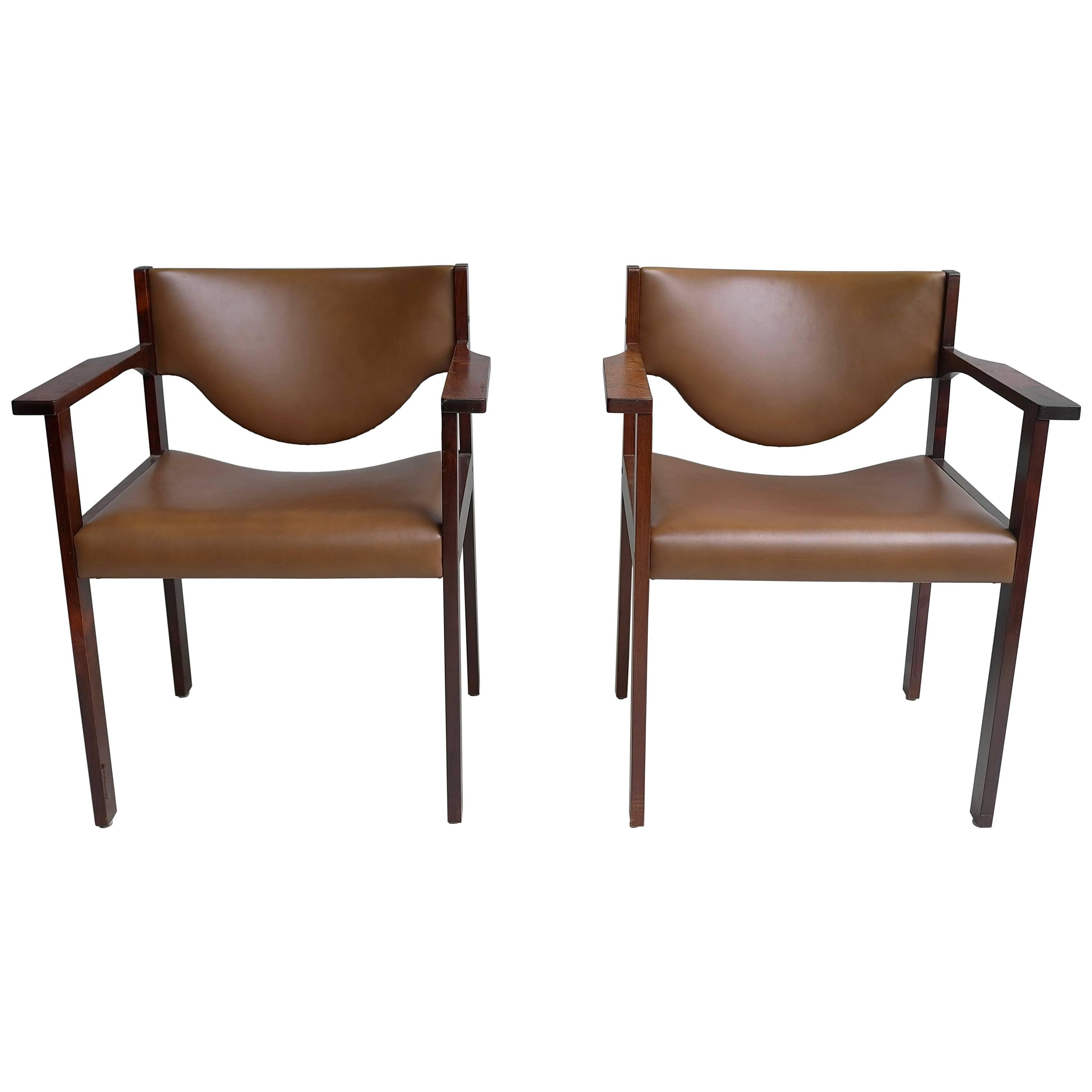 Pair of Danish Desk Chairs in Rosewood and Cognac Leather