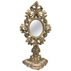 19th Century Italian Baroque Giltwood Vanity Mirror 3