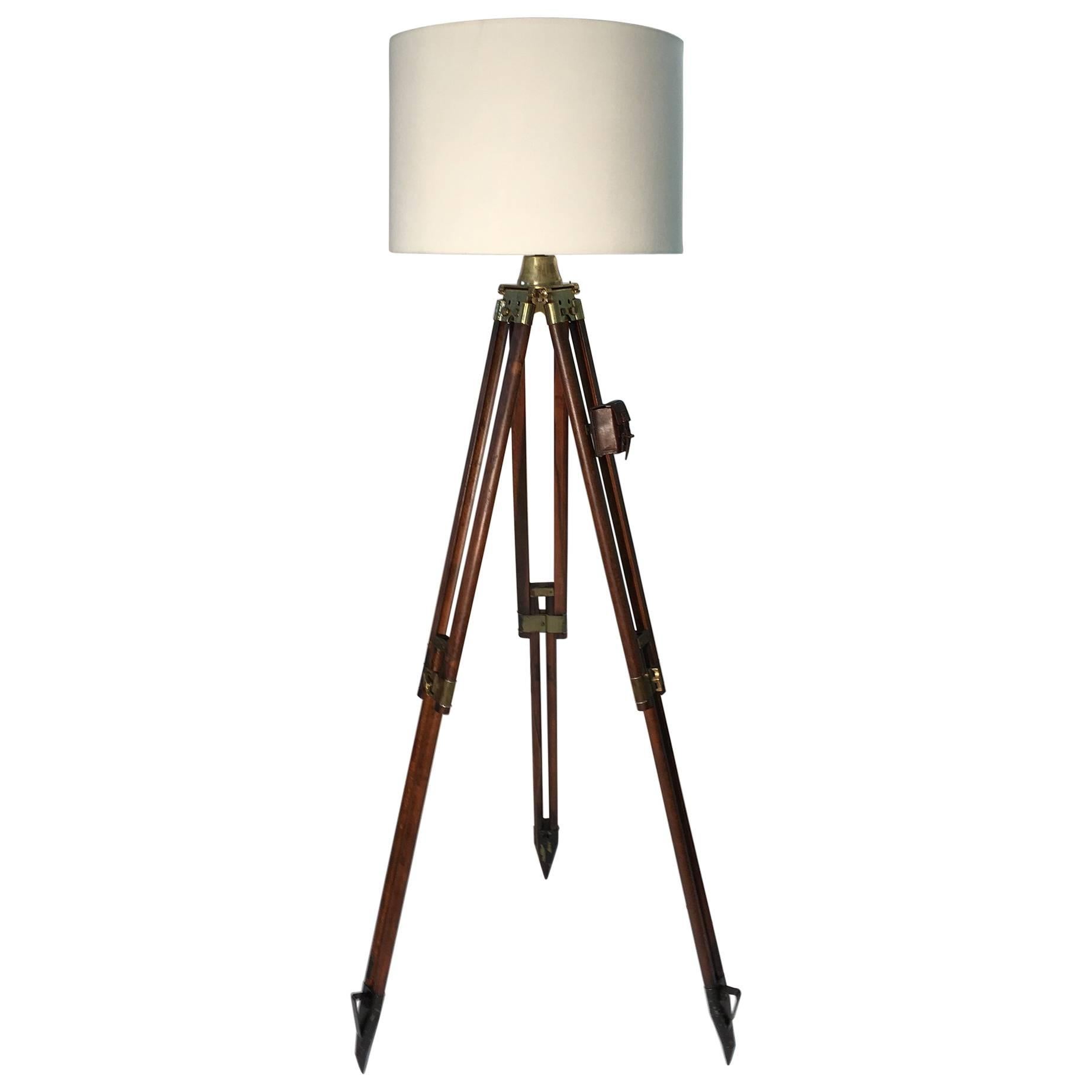 1940s Vintage Swiss Surveyor Tripod Floor Lamp For Sale