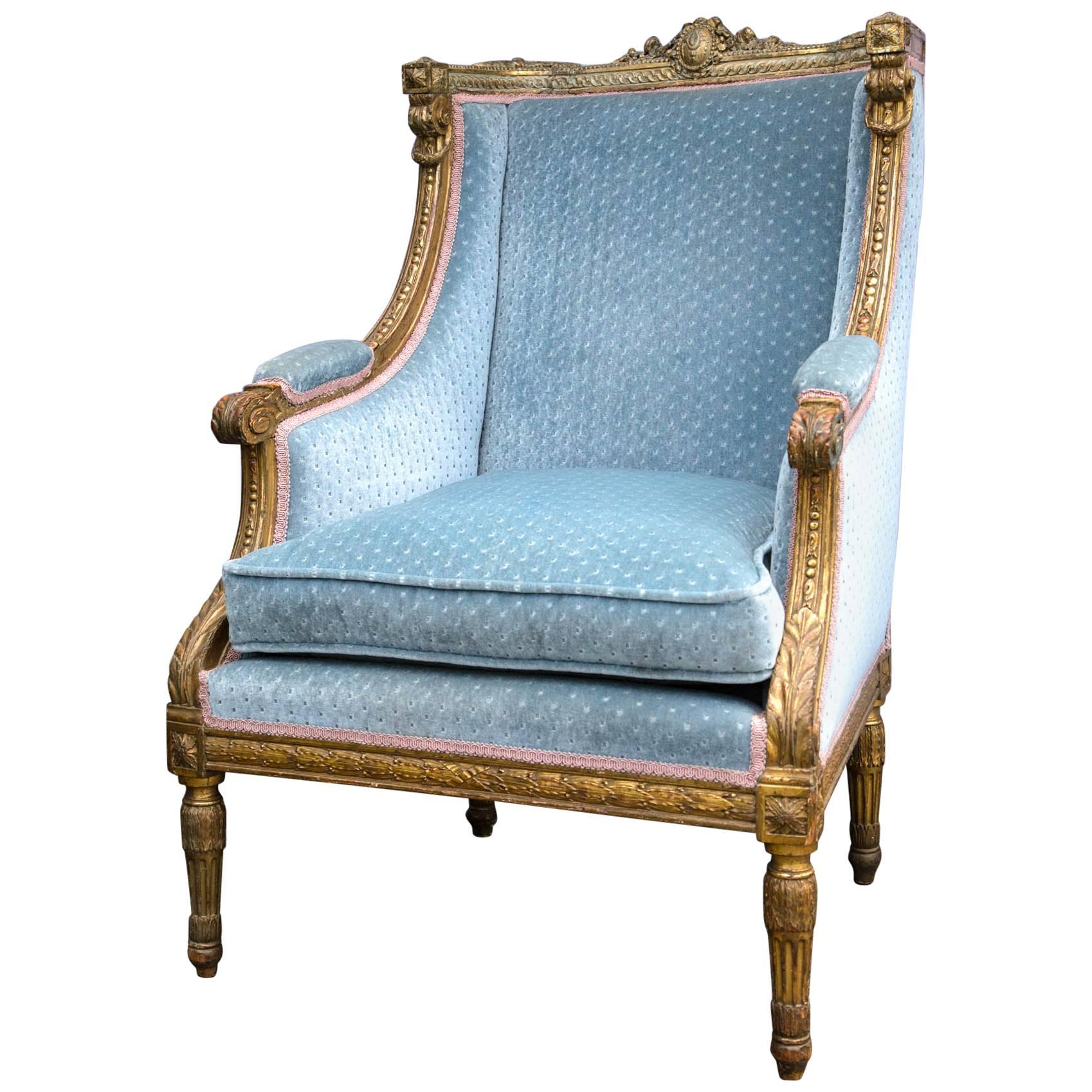 Louis XVI Style Giltwood Winged Bergere