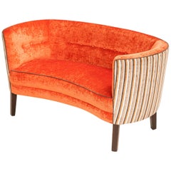 Vintage Canapé Sofa Upholstered in Orange