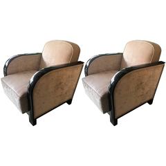 Pair of French Art Deco Club Chairs