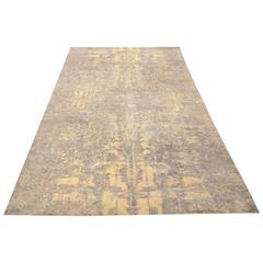Grey Abstract Rug in Silk and Wool, Modern Carpet Silk Texture 6