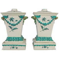 Antique Creamware Pair of English Flower Holders, 18th Century circa 1780