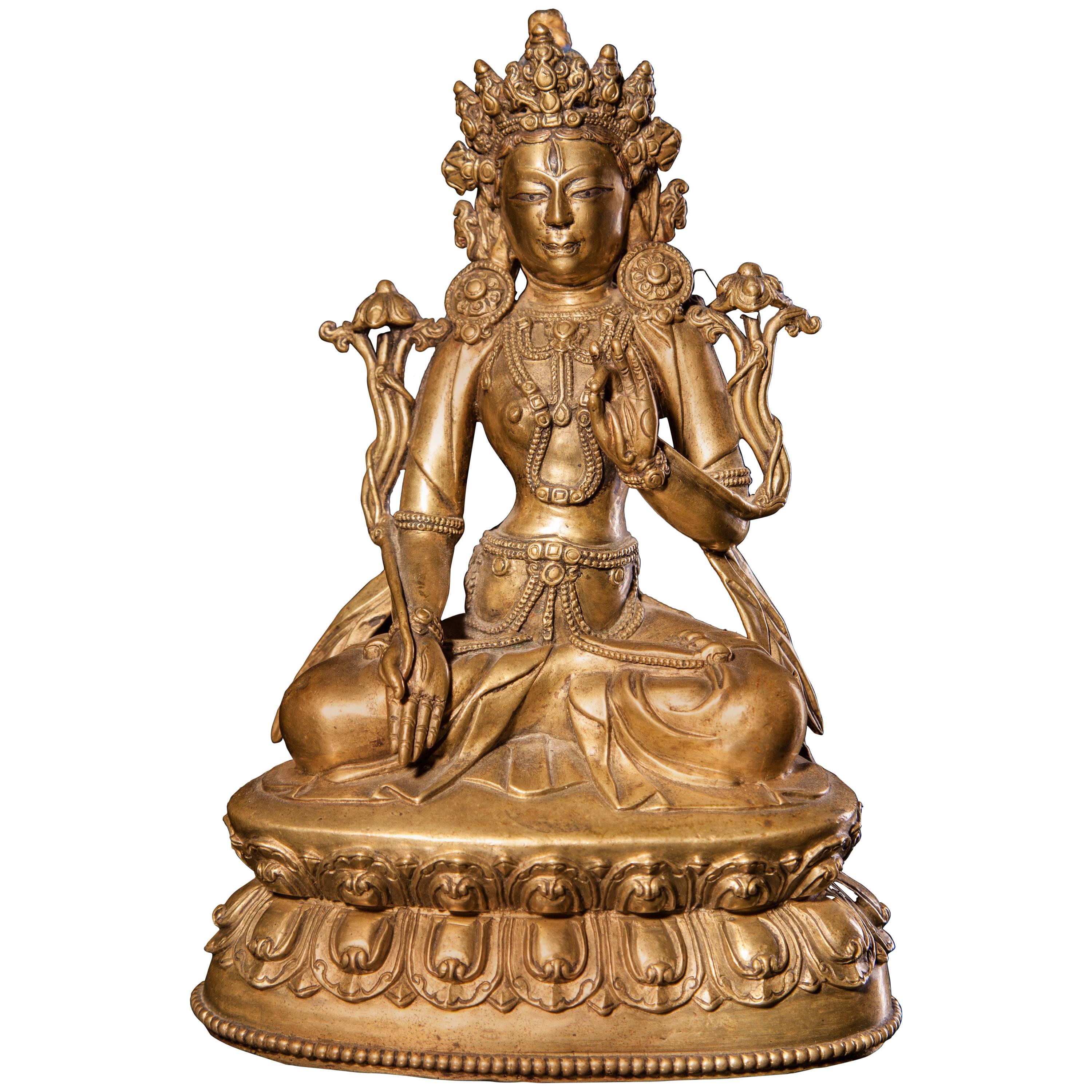 Bronze Figure of White Tara For Sale