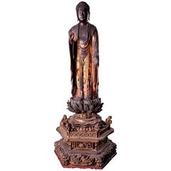 Giltwood Lacquered Buddhist Figure of Amida Nyorai