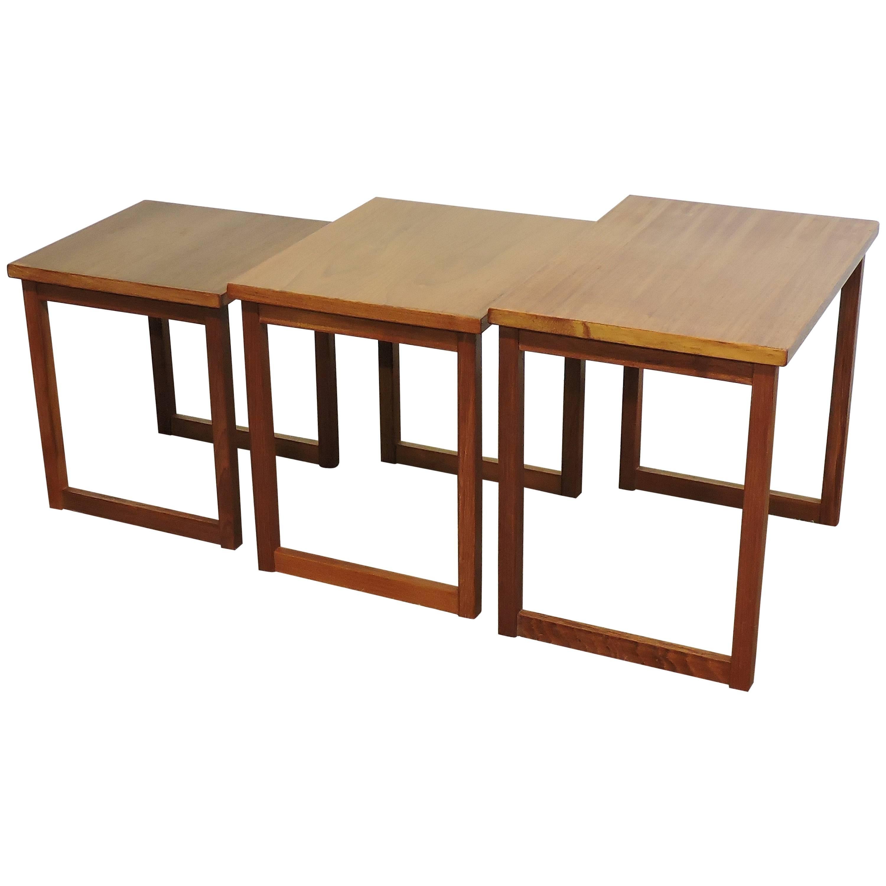 Mid-Century Danish Modern Teak Nesting Tables, Svante Skogh Style