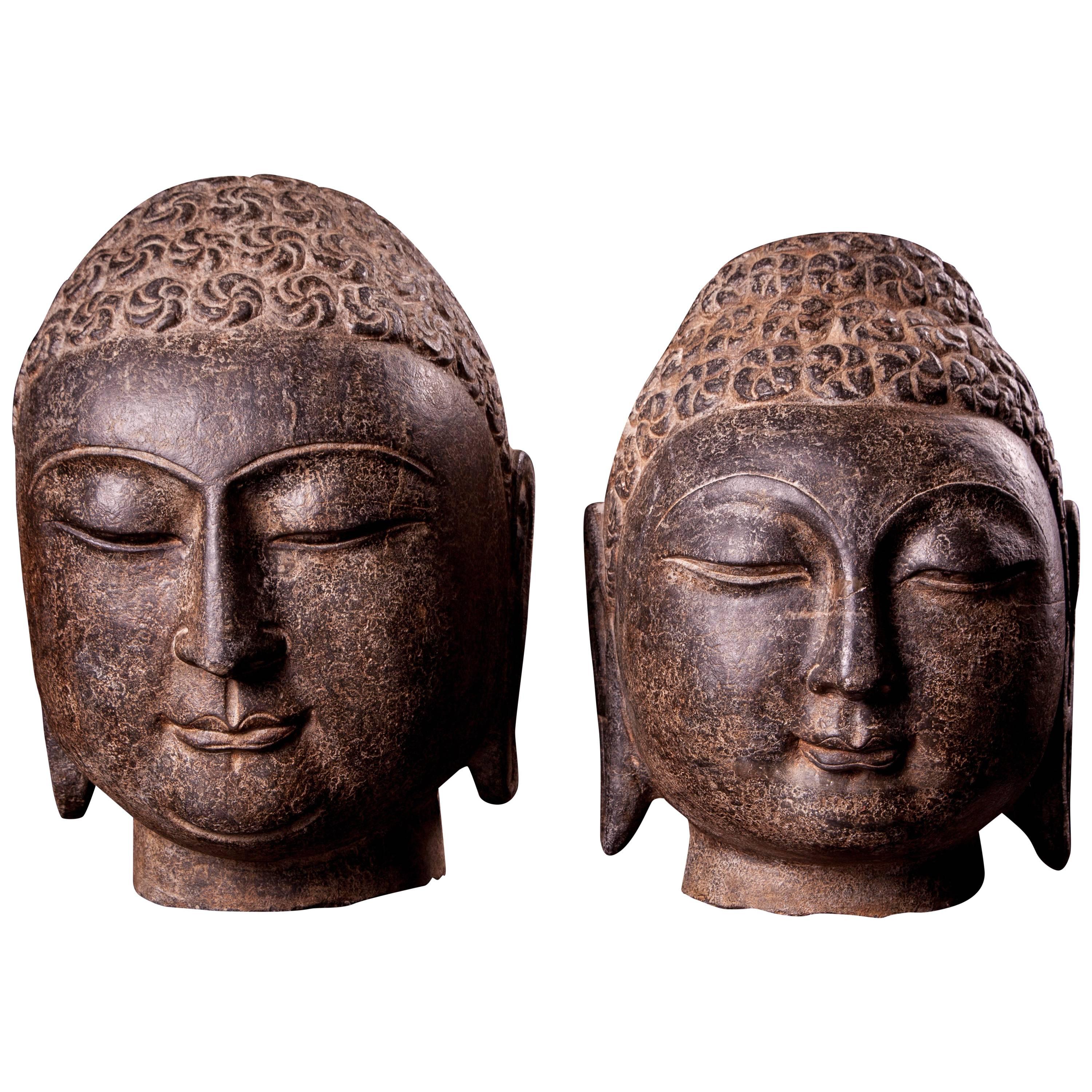 Male Shakyamuni Stones Carved Buddha Heads For Sale