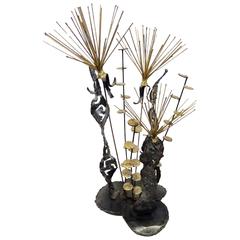 Torch Cut and Welded Brass on Steel Brutalist Sculpture Signed Pascoe 9
