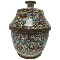 Moroccan Ceramic Jar with Lid with Handcrafted in Fez 4