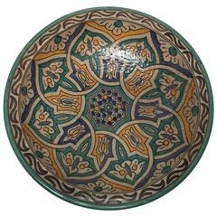 Vintage Moroccan Ceramic Bowl from Fez