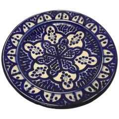Moroccan Blue and White Handcrafted Ceramic Plate