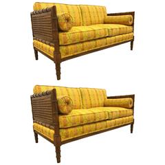 Pair of Hollywood Regency Wooden Faux Bamboo Sofas 11