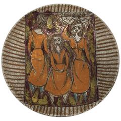 Handcrafted Italian Art Studio Pottery Plate in Fanciullacci Style 8