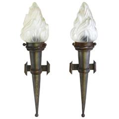Pair of Arts and Crafts Wall Lights French Torchère Sconces Porch Lights 10