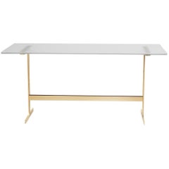 Modern Home Office Desk Table Glass or Italian Marble and Bass-Plated