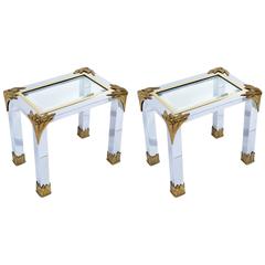 Pair of Mid-Century Steel and Brass Side Table or Nightstand by Banci Firenze 4