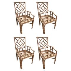 Beautiful Set of Eight Wicker Chairs and Four Armchairs, circa 1970 7