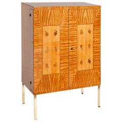 Mid-Century Italian Bar Cabinet Lemonwood with Fine Mediterranean Inlays 7