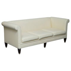 Fully Restored Ralph Lauren Brompton Three-Four Seat Sofa Cream Leather Couch