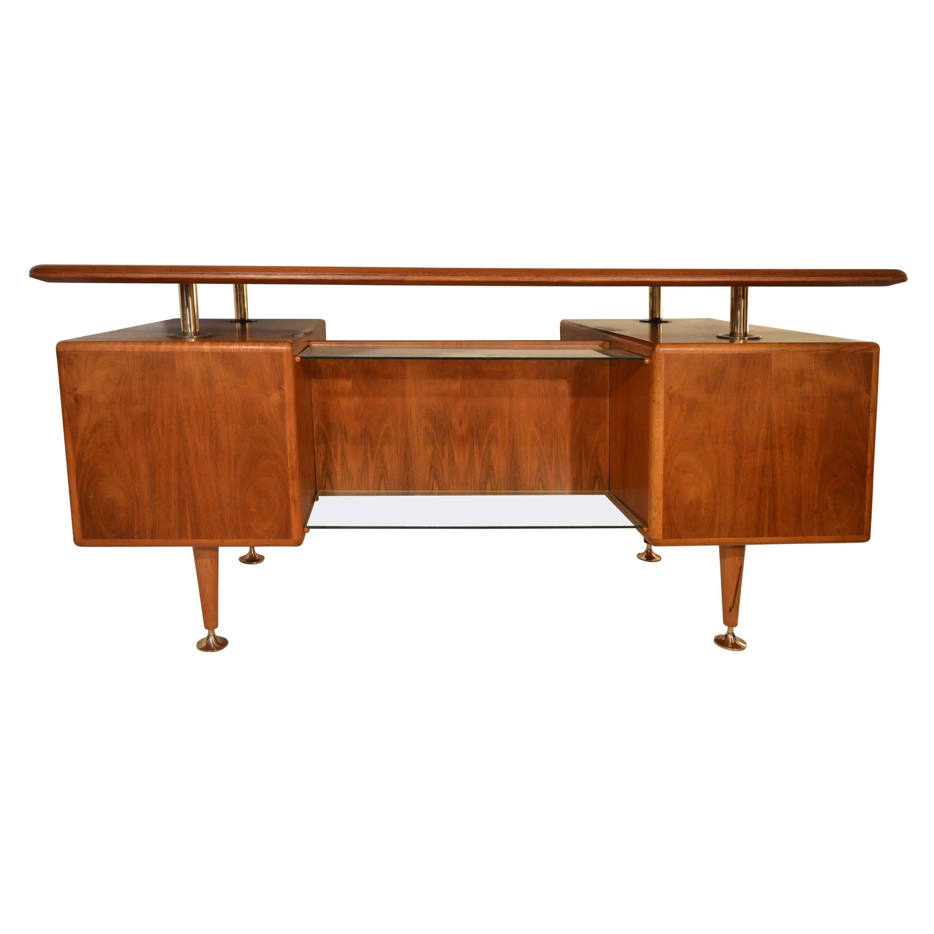 Writing Desk in Walnut with Original Chair by Abraham Patijn