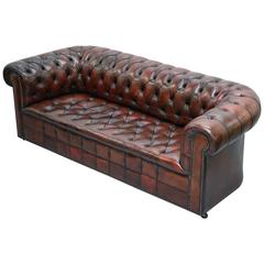 Vintage Restored 1940s Chesterfield Hand Dyed Aged Leather Gentleman's Club Sofa