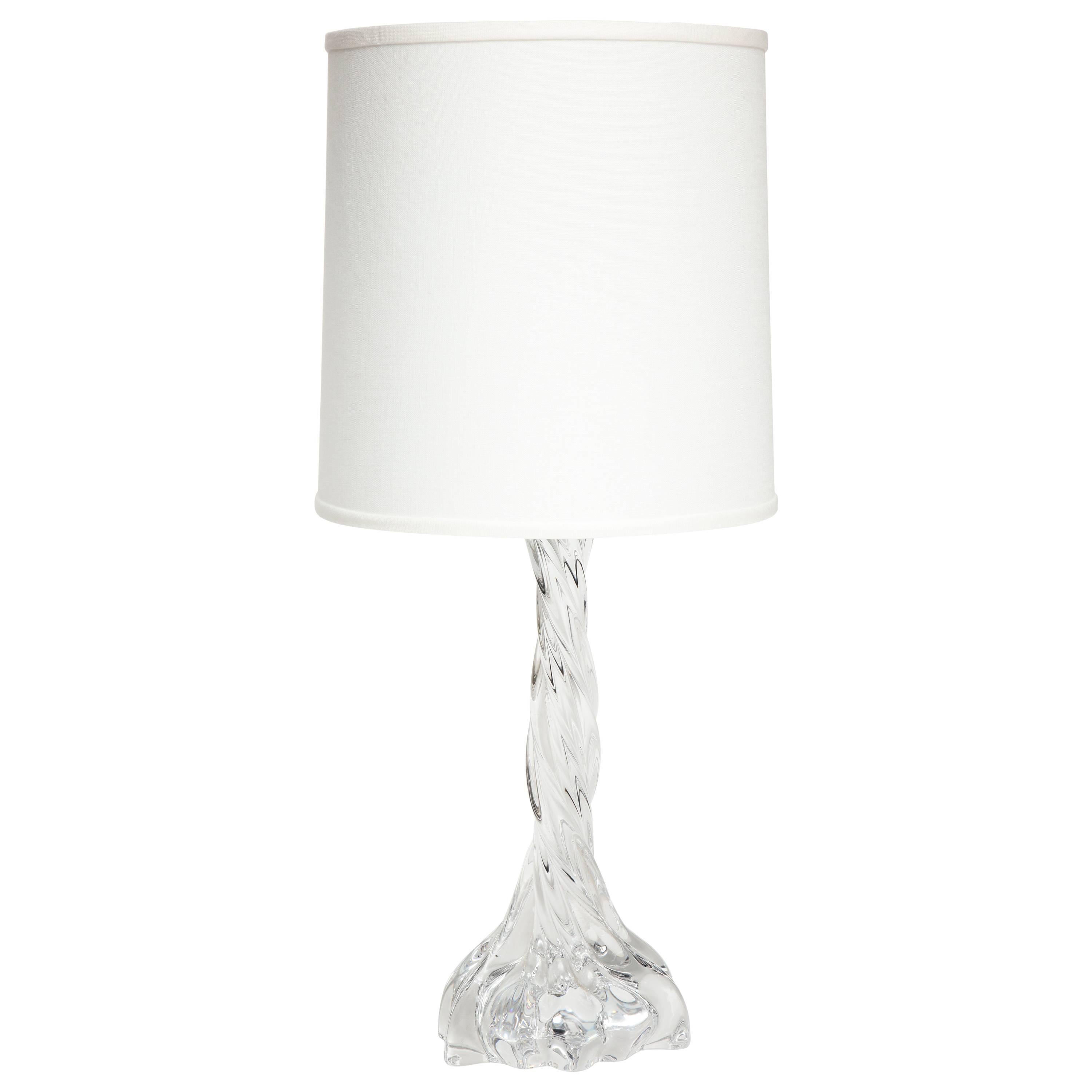 Baccarat Crystal Lamp with Twisted Pattern, Mid-Century, 1950s, France