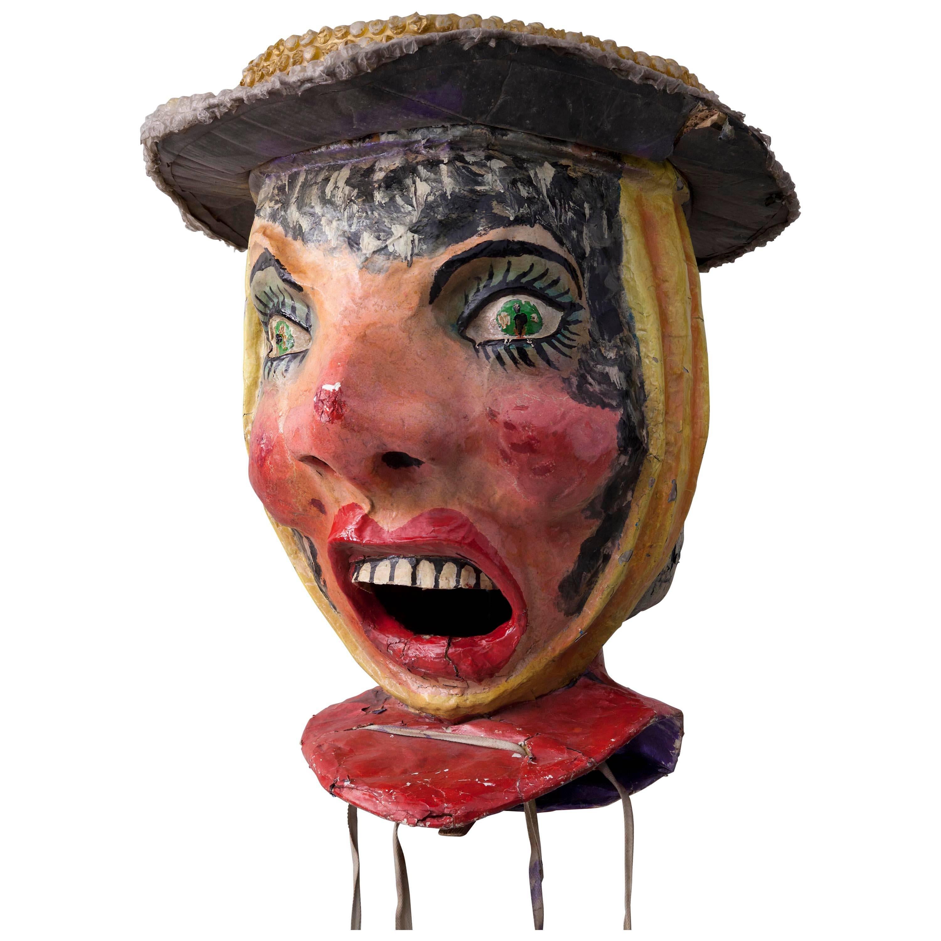 20th Carnival Head from Nice 1960s Made of Papier Mâché and Cardboard
