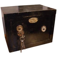 Small Antique Safe in Original and Functional Condition with Two Keys