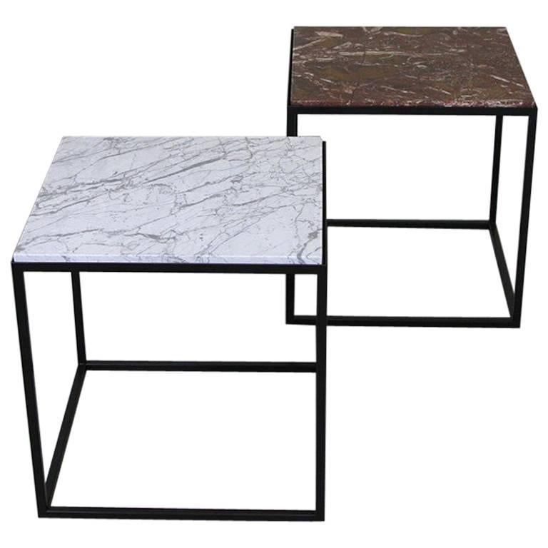 Pair of Contemporary Marble Side Tables For Sale